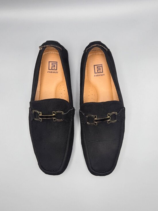 Faranzi Santorini Men\'s Black Suede Slip-On Loafers Metal Hardware US 11.5 main image 7